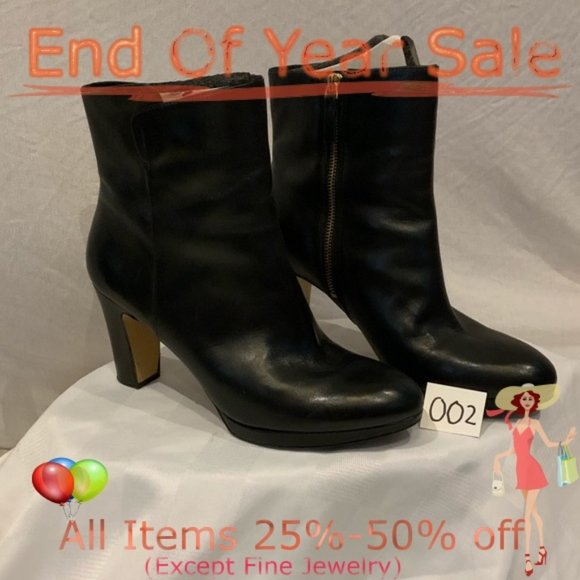 Lightly worn Nine West black heeled booties - Picture 1 of 8